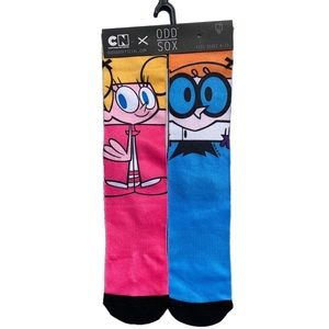 ODDSOX Cartoon Network Dexter’s Laboratory sizes 6-13 pink and blue high socks